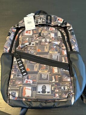 Back -to-school- Jordan Multi-Image Print Backpack - Black/Gray/